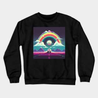 Lone car on highway to adventure Crewneck Sweatshirt